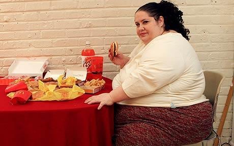 Fat girl eating food