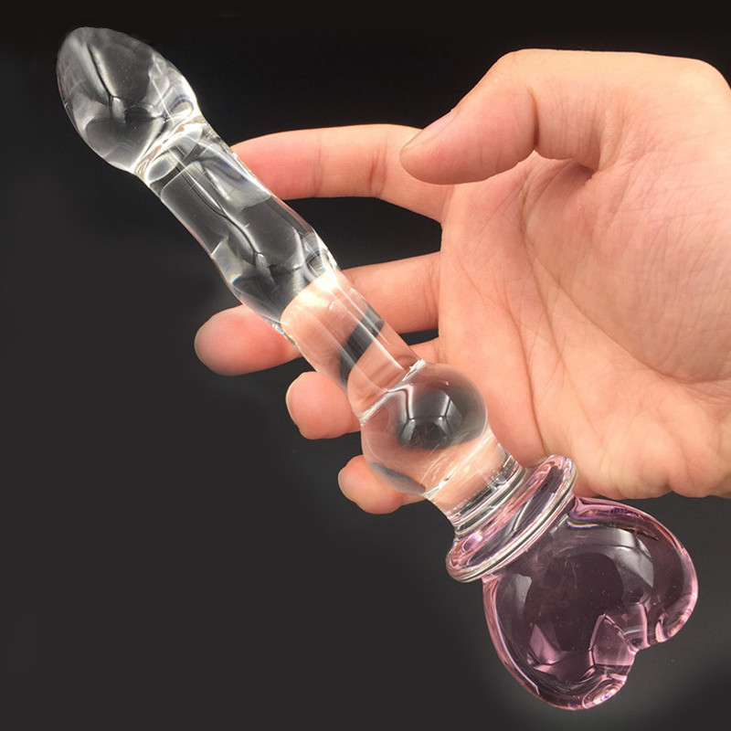 Glass dildo anal stimulation