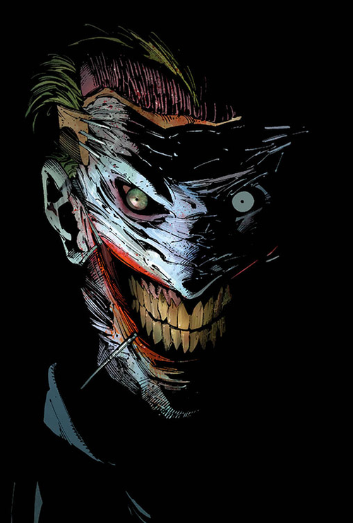 Batman comics joker cuts off his face