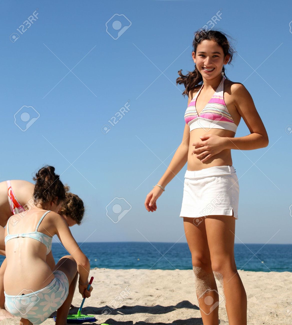 Teen girls at beach