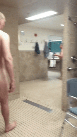 Naked locker room shower