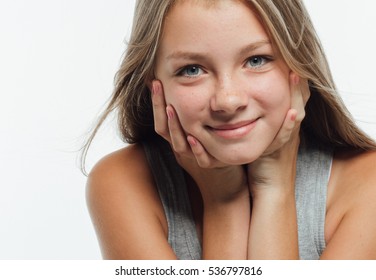 Young teen girl bare