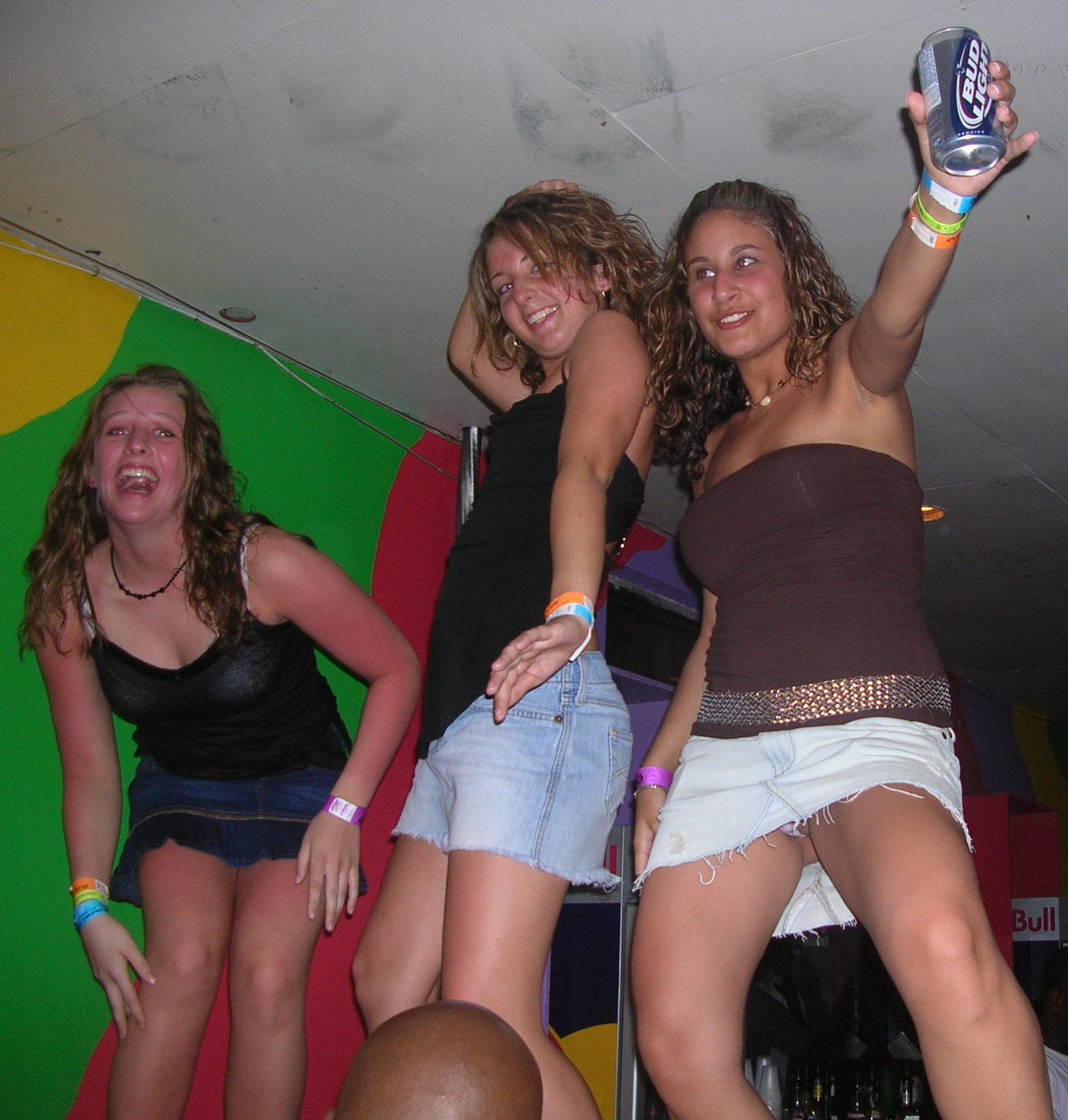 Drunk club girls upskirt