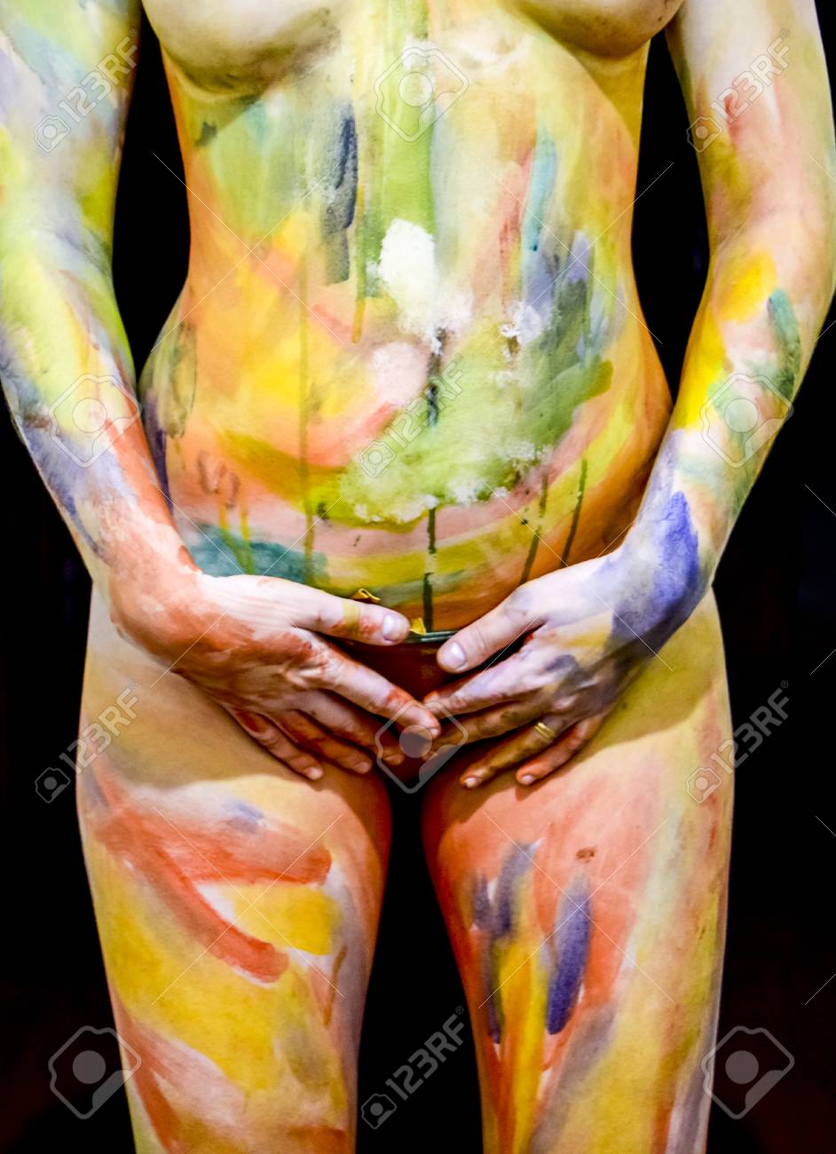 Girl painting body paint