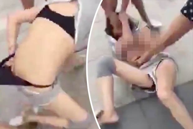 Woman stripped in public
