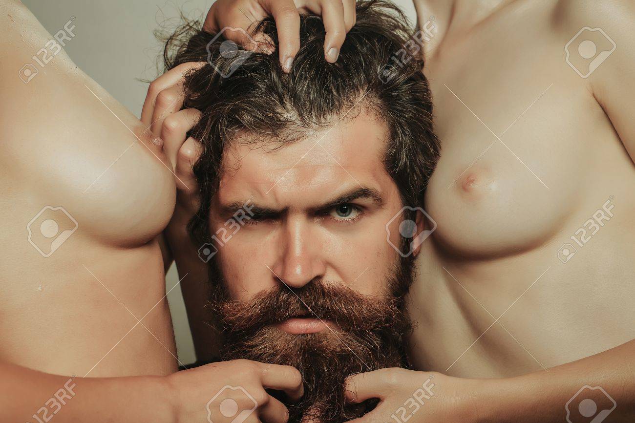 Sexy handsome beard man naked photo