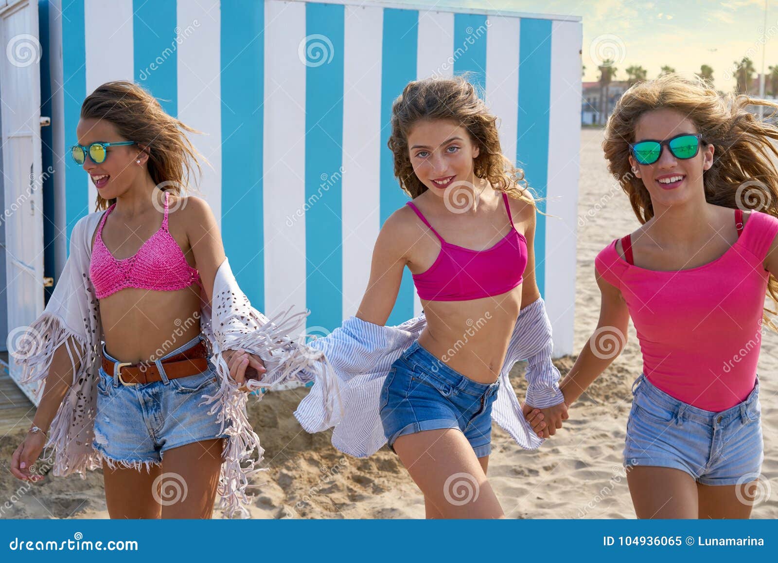 Teen girls at beach