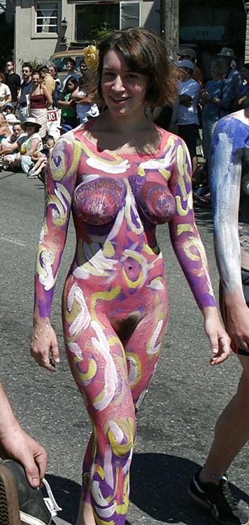 Girl painting body paint